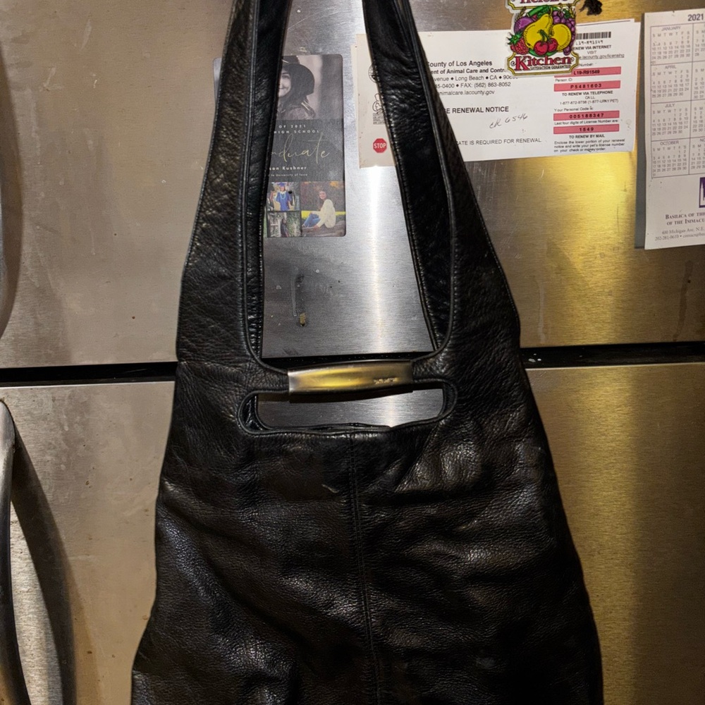 Classic Black Slouchy Leather Shoulder Bag